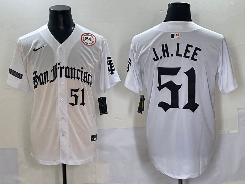 Men 2025 San Francisco Giants #51 J.H.Lee White Five generations Joint Name Nike MLB Jersey style 9